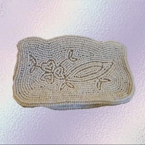 Bags By Debbie Vintage Handmade Beaded White Clutch